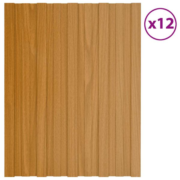 vidaXL Stre&scaron;n&yacute; panel 12 pcs Pr&iacute;rodn&aacute; 60 x 45 cm Pozinkovan&aacute; oceľ