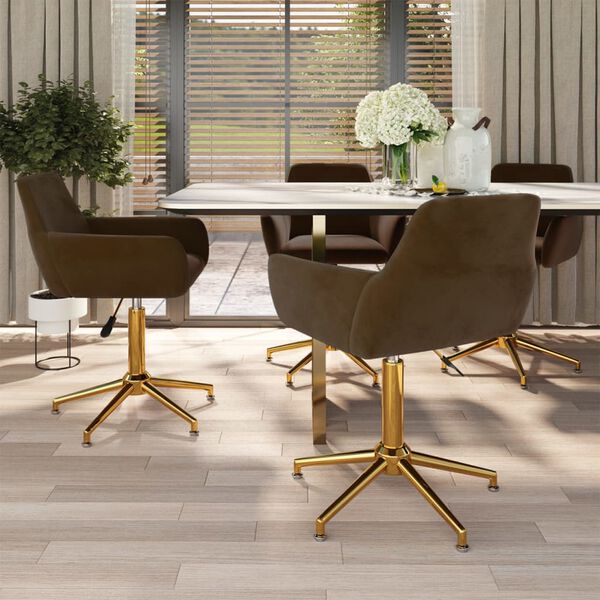 vidaXL Otočn&eacute; jed&aacute;lensk&eacute; stoličky 4 ks hned&eacute; zamatov&eacute;