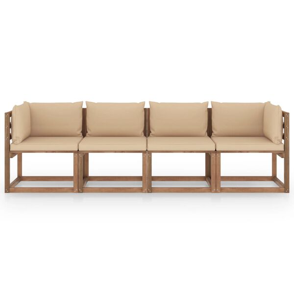 vidaXL 4-miestna paletov&aacute; pohovka s podložkami, impregnovan&aacute; borovica