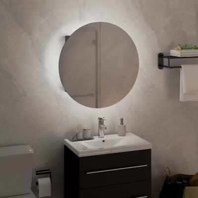vidaXL Kúpeľňová skrinka s okrúhlym zrkadlom a LED sivá 40x40x17,5 cm