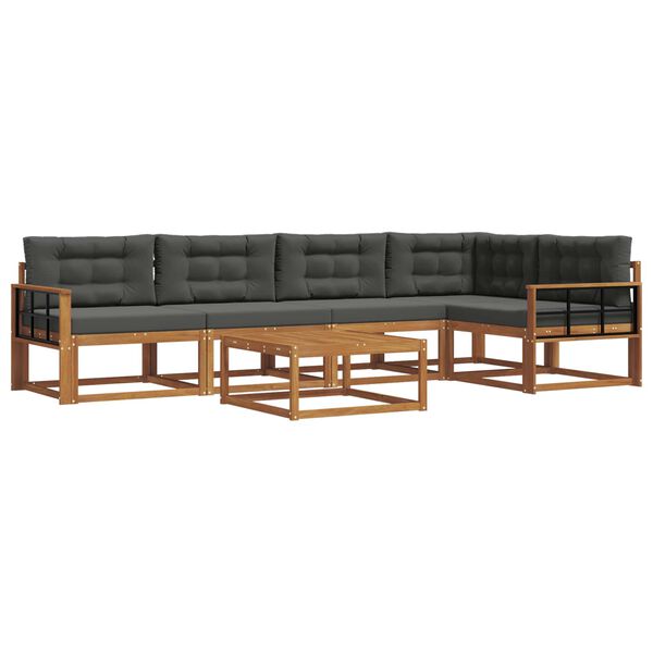 vidaXL Z&aacute;hradn&aacute; s&uacute;prava gaučov s vank&uacute;&scaron;om 6 pcs Pr&iacute;rodn&aacute; a antracitov&aacute;