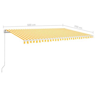 vidaXL Ručne zaťahovacia markíza 500x350 cm žltá a biela