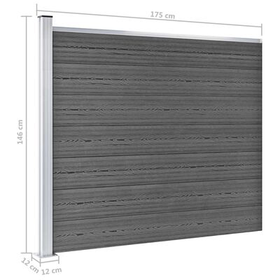 vidaXL Sada plotových panelov WPC 872x146 cm čierna