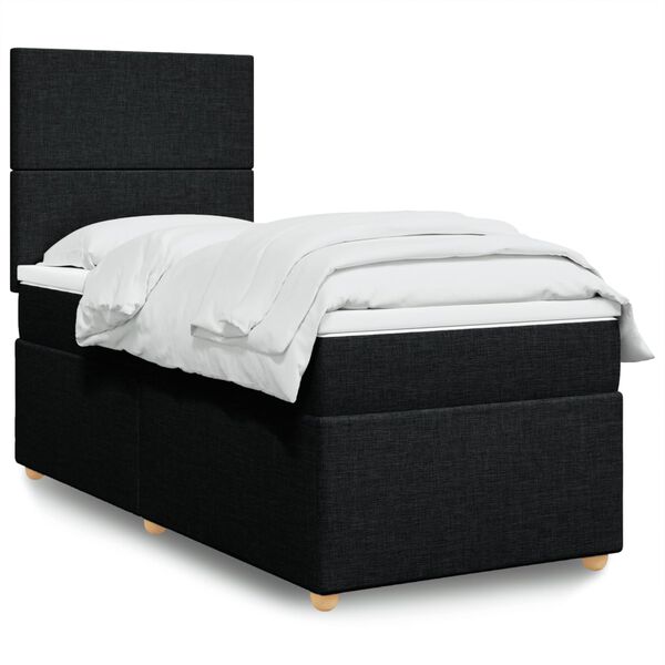 vidaXL Posteľn&yacute; r&aacute;m boxspring s matracom čierny 90x190 cm l&aacute;tka