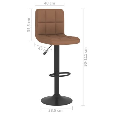 vidaXL Barové stoličky 2 ks hnedé látkové