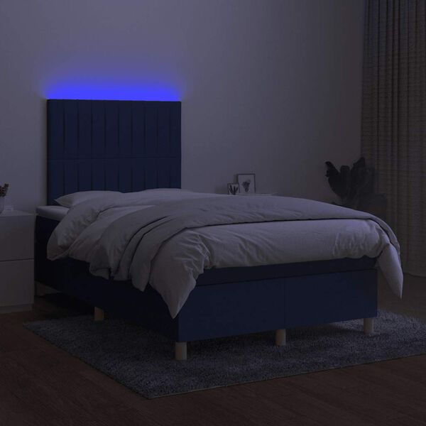 vidaXL Boxspring posteľ s matracom a LED modr&aacute; 120x190 cm l&aacute;tka