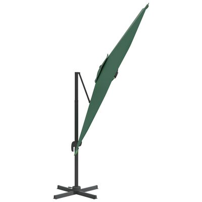 vidaXL Závesný slnečník s hliníkovou tyčou zelený 400x300 cm