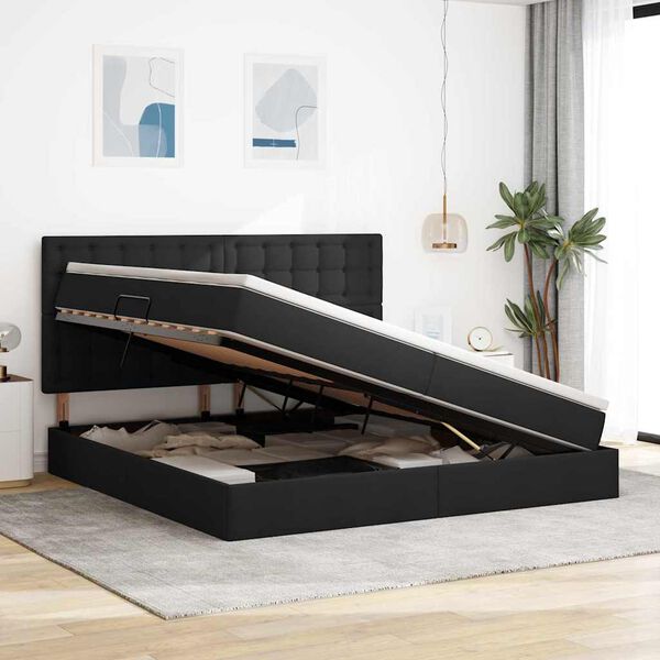 vidaXL Postel s &uacute;ložn&yacute;m prostorem a LED svetlom Čierna 200 x 200 cm