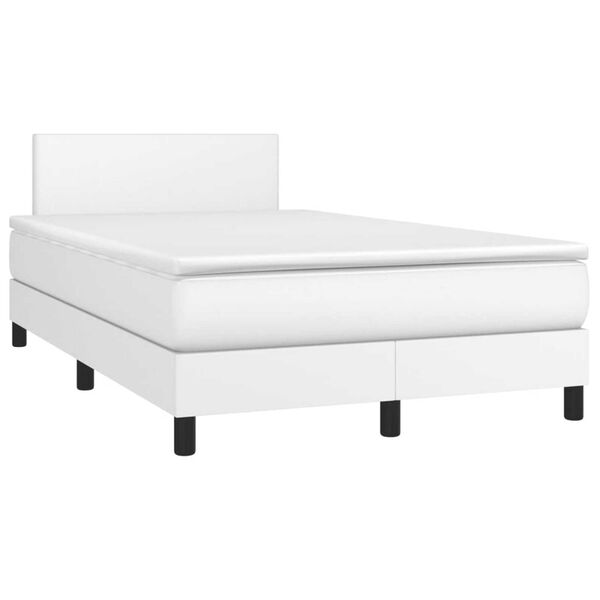 vidaXL Boxspring posteľ s matracom, biela 120x190 cm, umel&aacute; koža