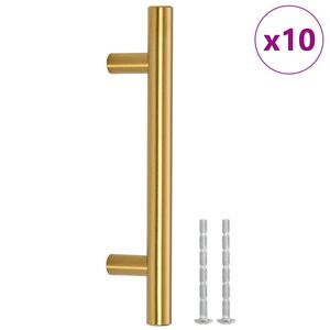 vidaXL Rukov&auml;te na skrinku 10 ks zlat&eacute; rozstup otvorov 96 mm celkov&aacute; dĺžka 150 mm nehrdzavej&uacute;ca oceľ