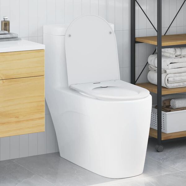 vidaXL Rýchlo uvoľňovacie wc sedátko Biela 44 x 36.4 x 3.4 cm