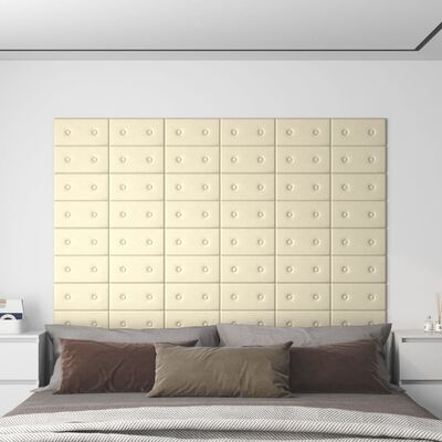 vidaXL Nástenné panely 12 ks krémové 30x15 cm umelá koža 0,54 m²