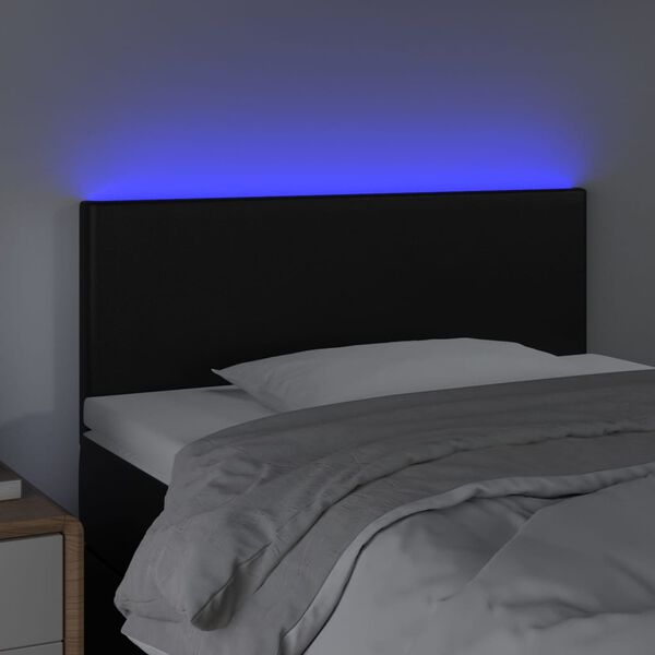 vidaXL Čelo postele s LED čierne 90x5x78/88 cm umelá koža