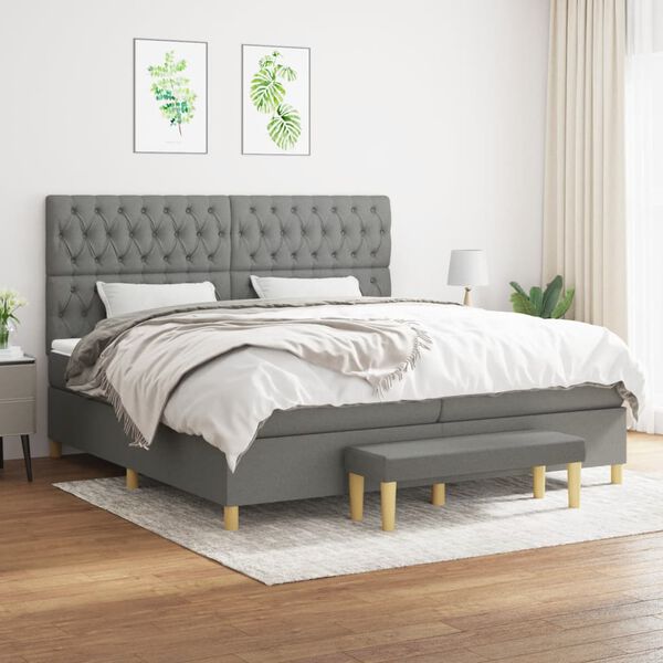 vidaXL Boxspring posteľ s matracom tmavosiv&aacute; 200x200 cm l&aacute;tka