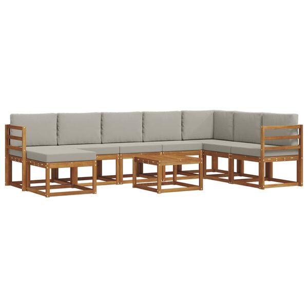 vidaXL Z&aacute;hradn&aacute; s&uacute;prava gaučov s vank&uacute;&scaron;om 9 pcs Pr&iacute;rodn&aacute; a svetlosiv&aacute;