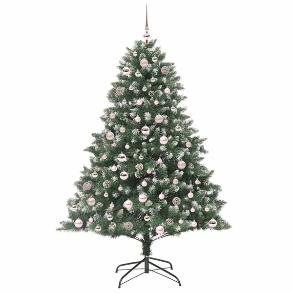 vidaXL Umelý vianočný stromček s 300 LED-i Zelená 126 x 126 x 180 cm