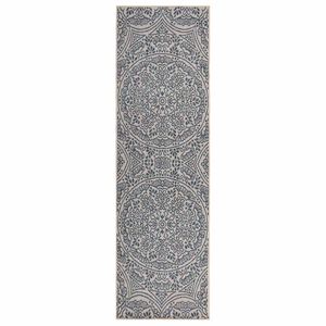 vidaXL Vonkaj&scaron;&iacute; koberec s ploch&yacute;m tkan&iacute;m 80x250 cm modr&yacute; vzorovan&yacute;