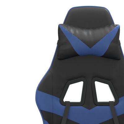 vidaXL Otočná herná stolička čierna a modrá umelá koža
