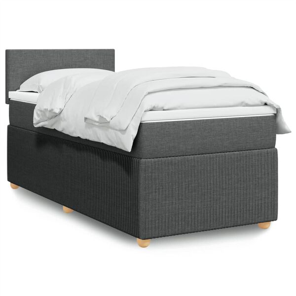 vidaXL Boxspring posteľ s matracom tmavosiv&aacute; 90x190 cm l&aacute;tka