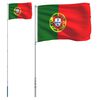 vidaXL Vlajka Portugalska a tyč 5,5 m hlin&iacute;k
