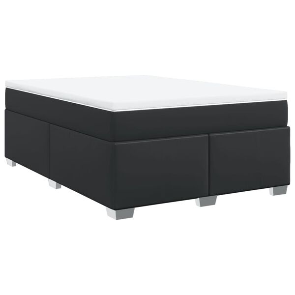 vidaXL Boxspring posteľ s matracom čierny 140x190 cm umel&aacute; koža