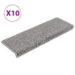 vidaXL Schodov&eacute; rohože 10 ks 65x21x4 cm siv&eacute; s obdĺžnikov&yacute;m okrajom