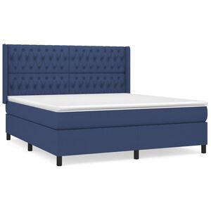 vidaXL Posteľn&yacute; r&aacute;m boxspring s matracom modr&yacute; 180x200 cm l&aacute;tka