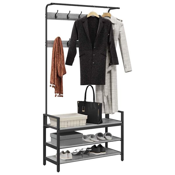 vidaXL Ve&scaron;iak s poličkou Siv&yacute; Sonoma 95 x 34 x 184 cm Kompozitn&eacute; drevo