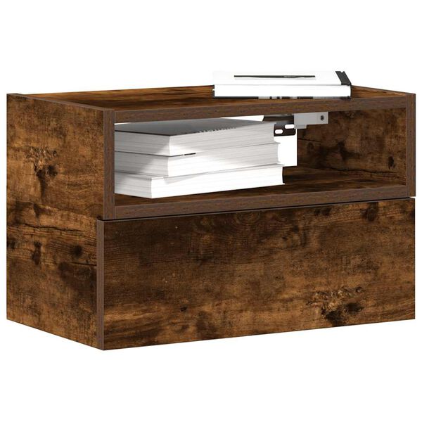 vidaXL N&aacute;stenn&yacute; nočn&yacute; stol&iacute;k dymov&yacute; dub 45x26x28,5 cm