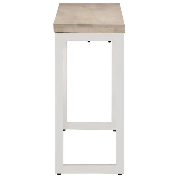 vidaXL Konzolový stolík hnedý 110x35x76 cm mangovníkový masív a železo