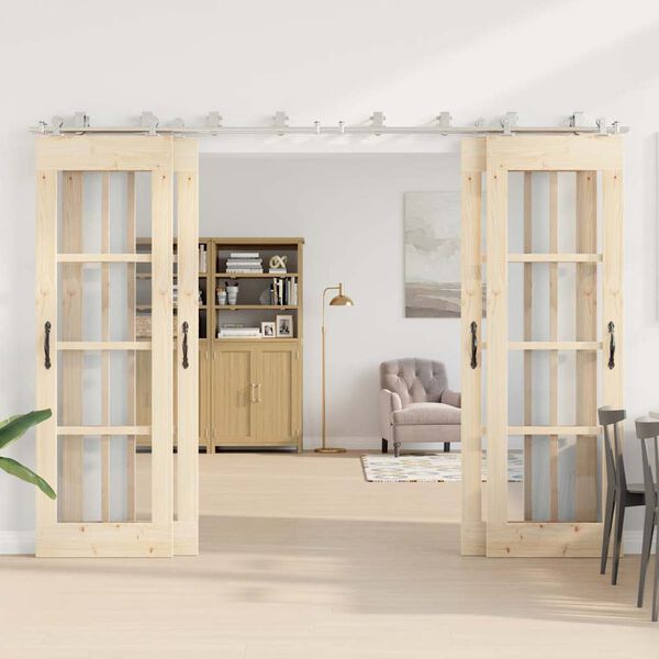 vidaXL Kovanie na posuvné dvere 366 cm, nehrdzavejúca oceľ, strieborné