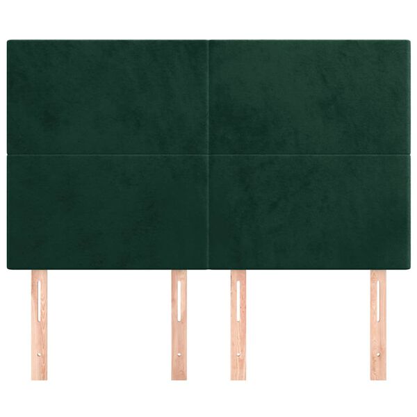 vidaXL Čelo postele tmavozelen&eacute; 144x5x118/128 cm zamatov&eacute;