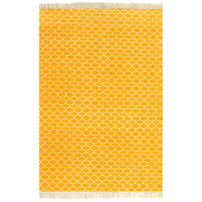 vidaXL Kilim koberec so vzormi z bavlny 160x230 cm žltý