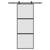 vidaXL Posuvn&eacute; dvere s kovan&iacute;m 76x205 cm tvrden&eacute; sklo a hlin&iacute;k &uacute;zke