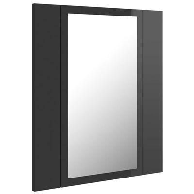 vidaXL LED kúpeľňová zrkadlová skrinka lesklá sivá 40x12x45 cm akryl