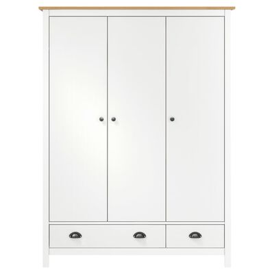 vidaXL 3-dverový šatník Hill, biely 127x50x170 cm, borovicový masív