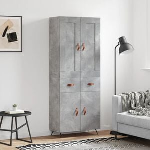 vidaXL Vysok&aacute; skrinka bet&oacute;nov&aacute; siv&aacute; 69,5x34x180 cm spracovan&eacute; drevo