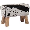 vidaXL lavička 60 x 30 x 45 cm Skutočn&aacute; koža Čierna a biela