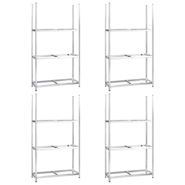 vidaXL 3-posch. stojany na pneumatiky 4ks strieborn&eacute; 110x40x200cm oceľ