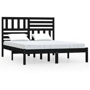 vidaXL Posteľn&yacute; r&aacute;m čierny borovicov&yacute; mas&iacute;v 140x190 cm