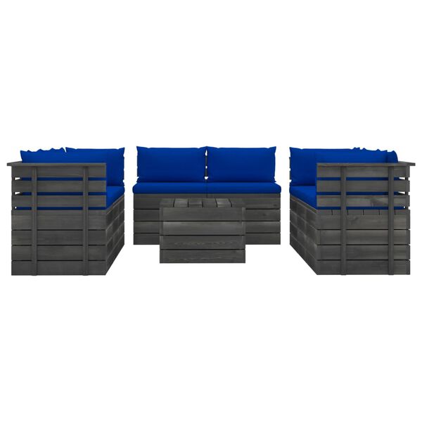 vidaXL 9dielna z&aacute;hradn&aacute; s&uacute;prava z paliet s podložkami borovicov&yacute; mas&iacute;v