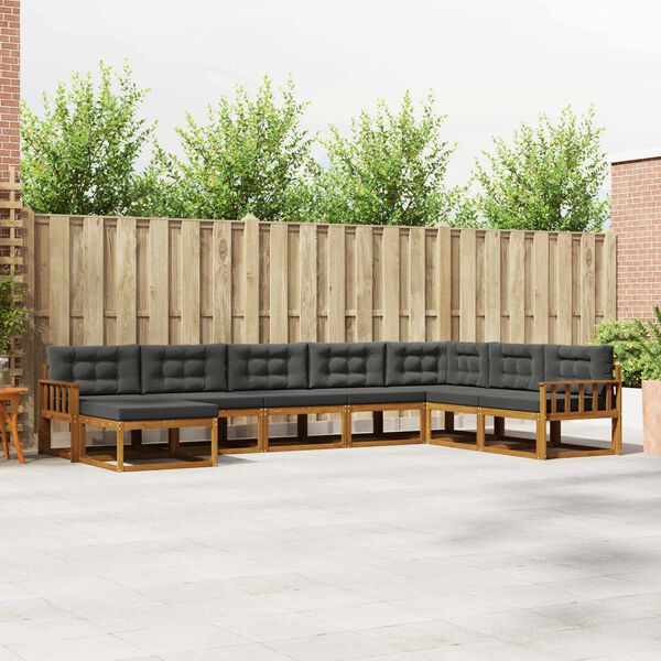 vidaXL Z&aacute;hradn&aacute; s&uacute;prava gaučov s vank&uacute;&scaron;om 8 pcs Pr&iacute;rodn&aacute; a antracitov&aacute;