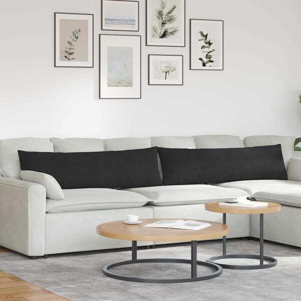 vidaXL Vank&uacute;&scaron;e na pohovku 2 pcs Čierna 145 x 40 cm l&aacute;tka