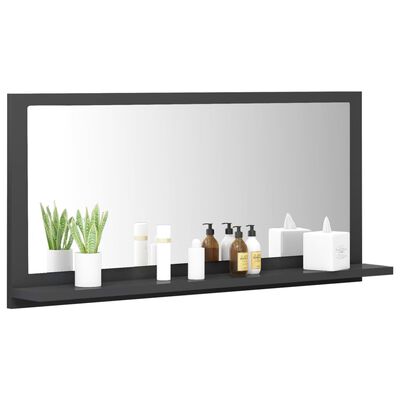 vidaXL Kúpeľňové zrkadlo, sivé 80x10,5x37 cm, kompozitné drevo