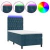 vidaXL Posteľn&yacute; r&aacute;m boxsping matrac a LED tmavomodr&yacute; 90x200 cm zamat