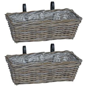 vidaXL Zavesen&yacute; kvetinov&yacute; ko&scaron;&iacute;k 2 pcs Siv&aacute; 48 x 22 x 15 cm Ratan Lacak