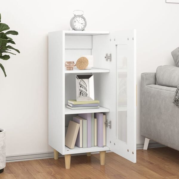 vidaXL Komoda biela 34,5x34x90 cm spracované drevo