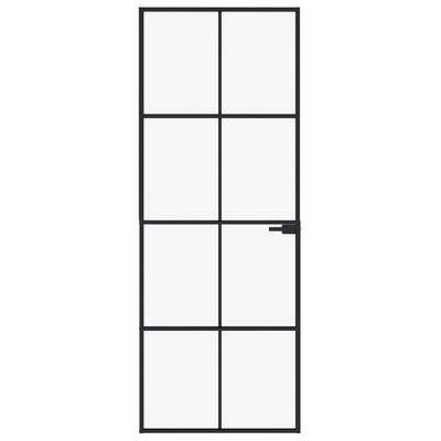 vidaXL Vnútorné dvere čierne 76x201,5 cm tvrdené sklo a hliník úzke