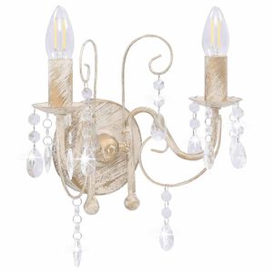 vidaXL N&aacute;stenn&aacute; lampa s kor&aacute;lkami starožitn&aacute; biela 2 x žiarovka E14