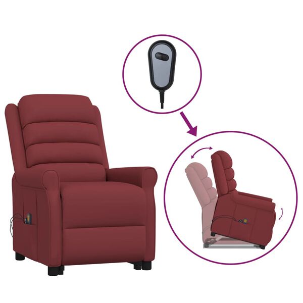 vidaXL Zdvíhacie masážne kreslo vínovočervené umelá koža